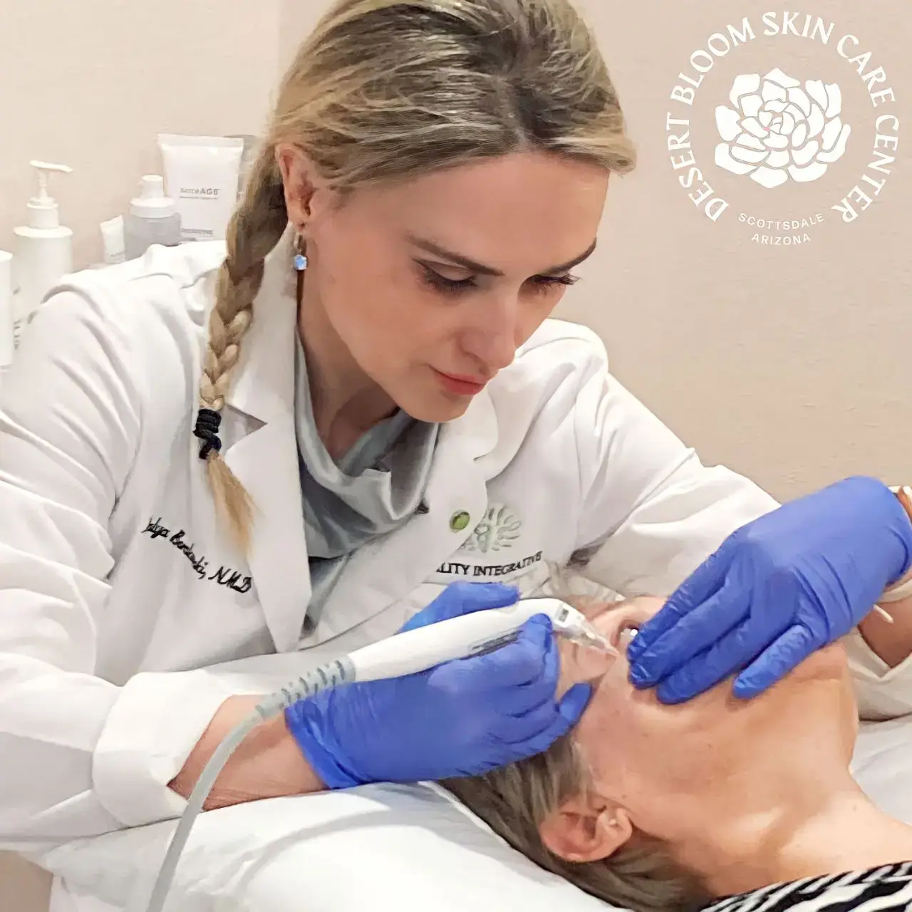 Dr. Natalya Borakowski performing RF microneedling
