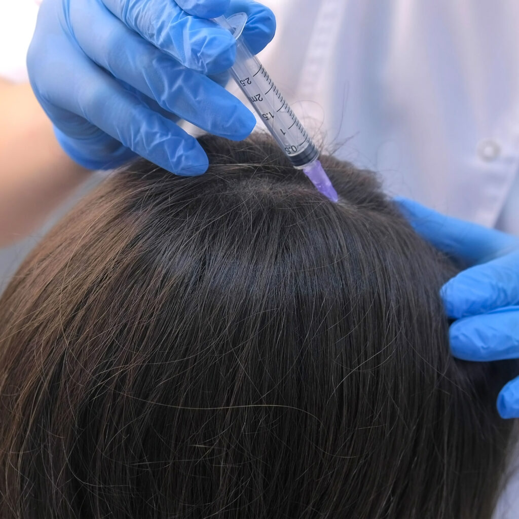 The progress of the mesotherapy for hair growth procedure