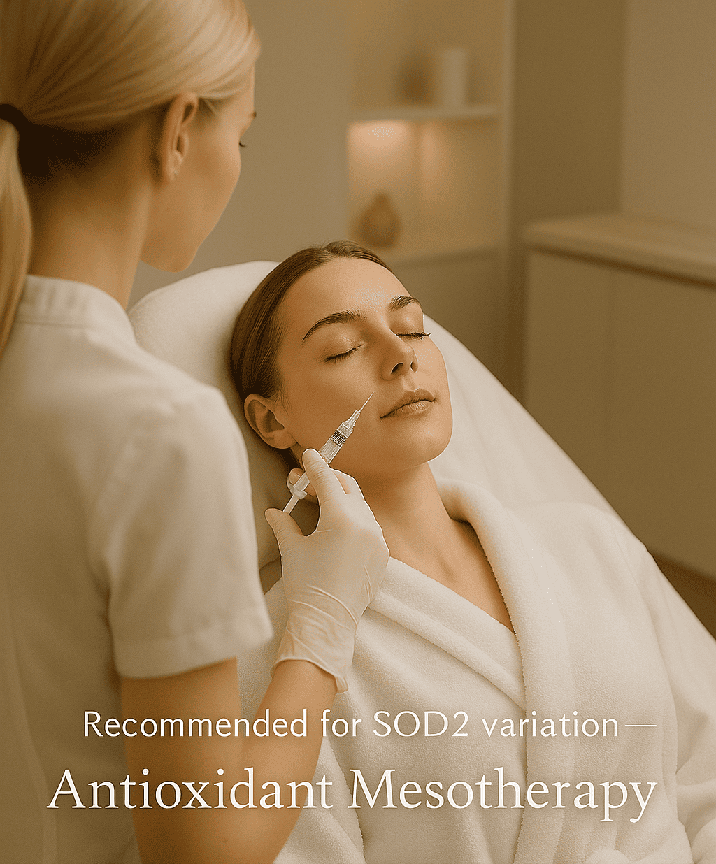 Antioxidant mesotherapy injection in cheek area performed by aesthetic doctor in a modern skincare clinic