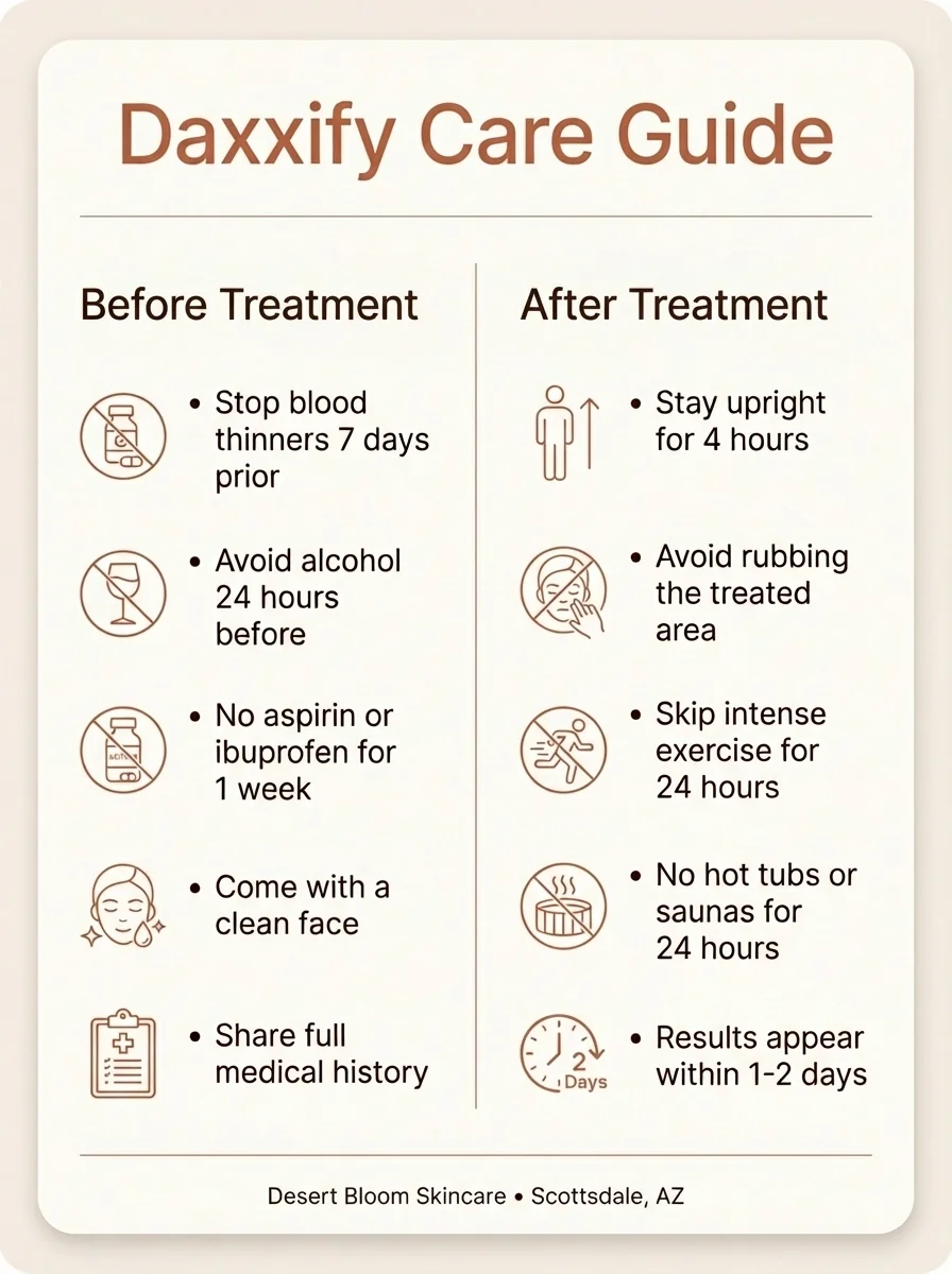 Daxxify care guide — before and after treatment instructions