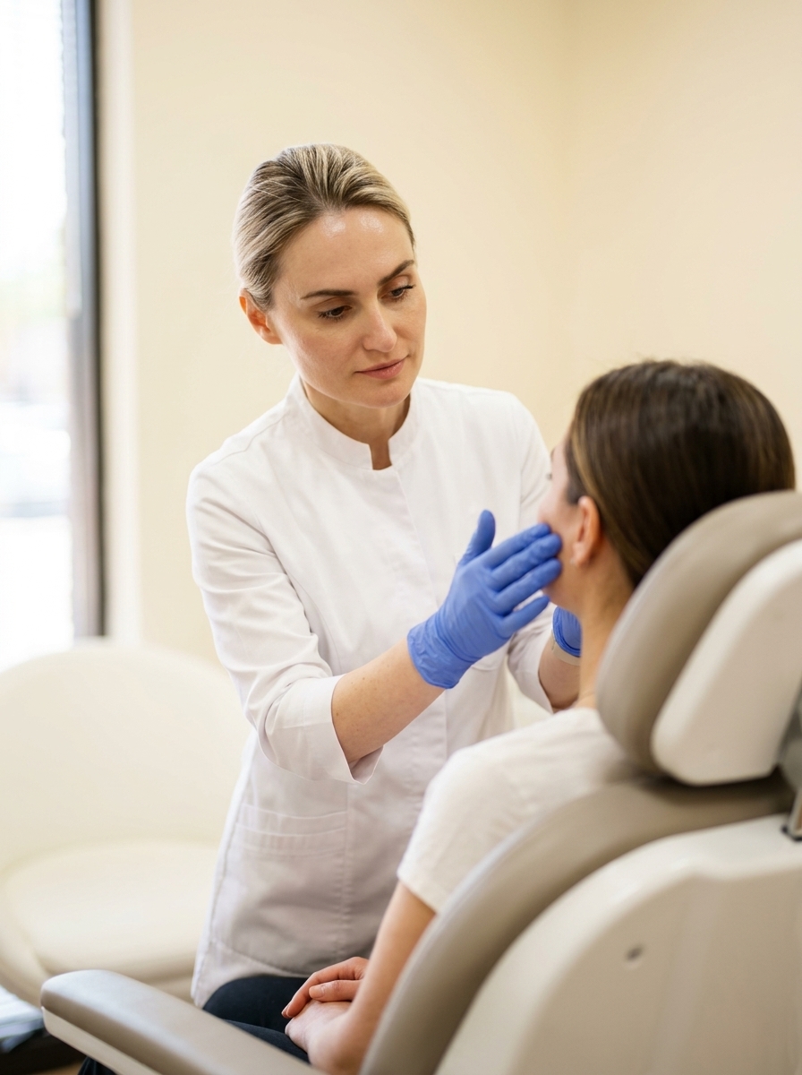 Dr. Borakowski reviewing tear trough filler options and pricing during a consultation at Desert Bloom Skincare, Scottsdale