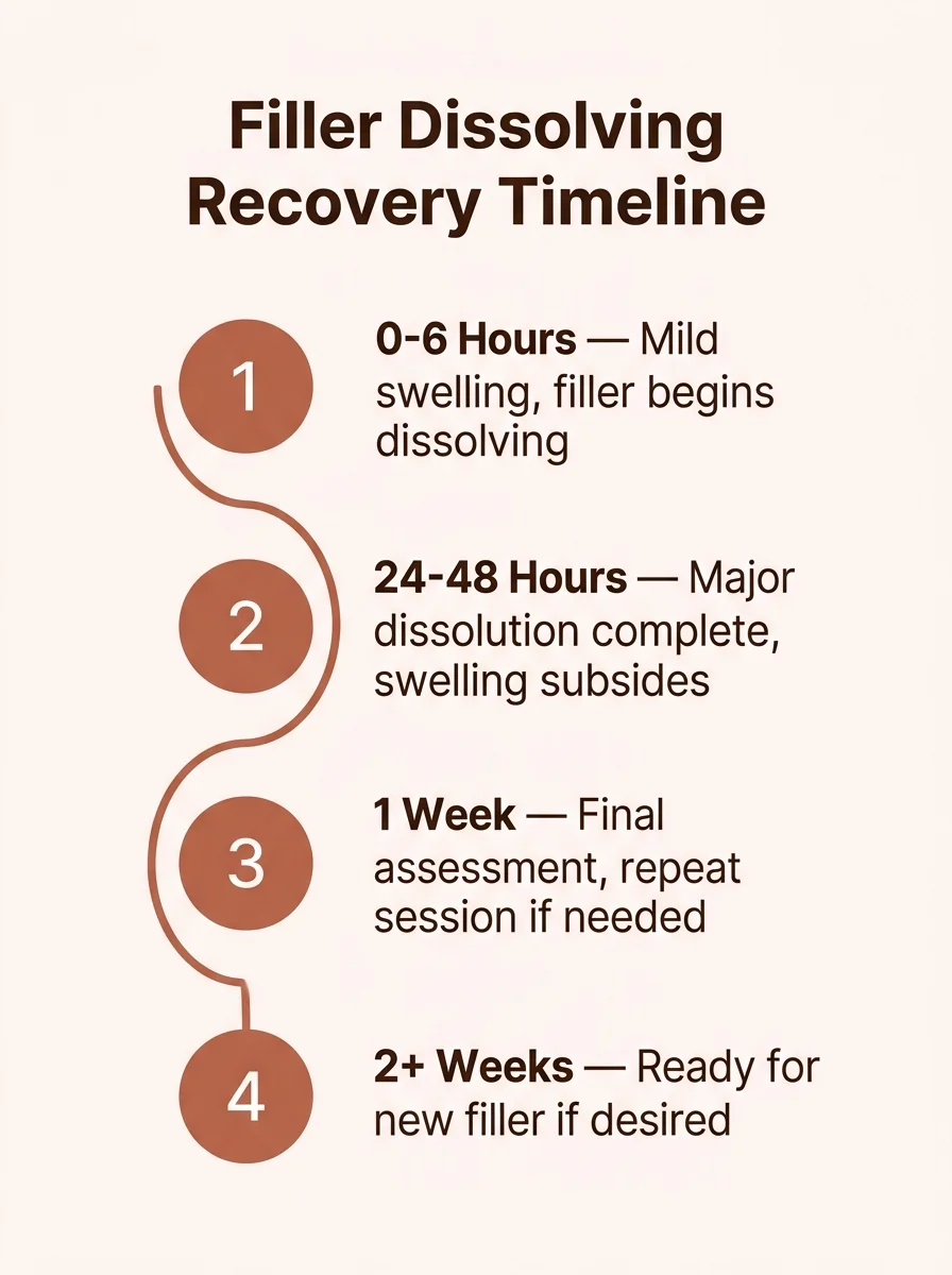 Dissolving lip filler recovery timeline stages