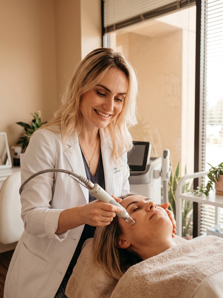 Doctor performing Elluminate Glow laser resurfacing at Desert Bloom Skincare Scottsdale