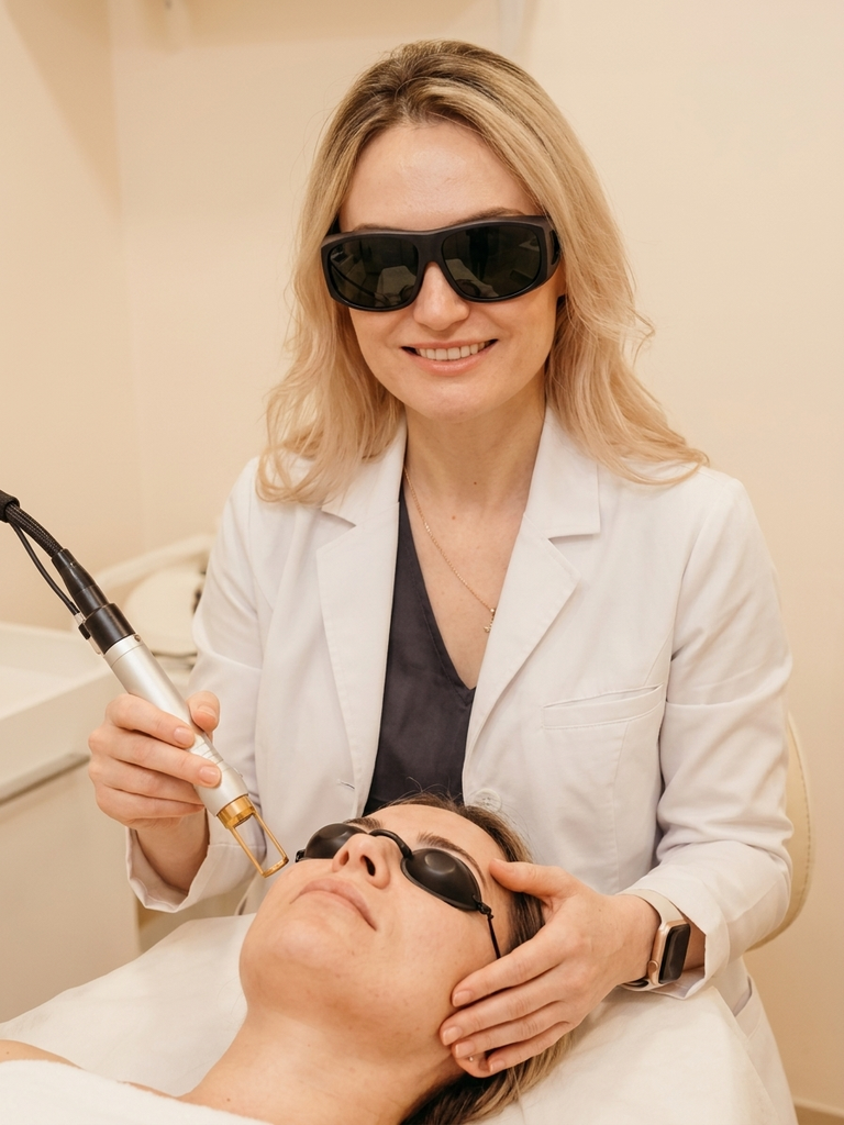 Doctor performing Elluminate Mini laser facial treatment at Desert Bloom Skincare