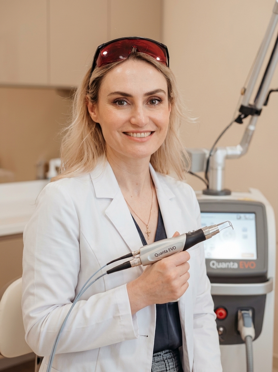 Dr. Natalya Borakowski performing erbium laser resurfacing treatment at Desert Bloom Scottsdale