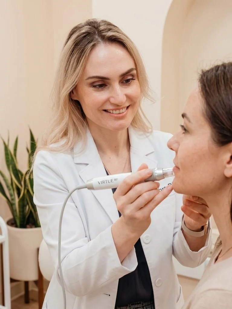 Dr. Natalya Borakowski NMD performing RF microneedling at Desert Bloom Skincare Scottsdale