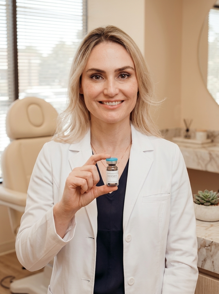 Dr. Natalya Borakowski NMD holding Daxxify at Desert Bloom Skincare Scottsdale
