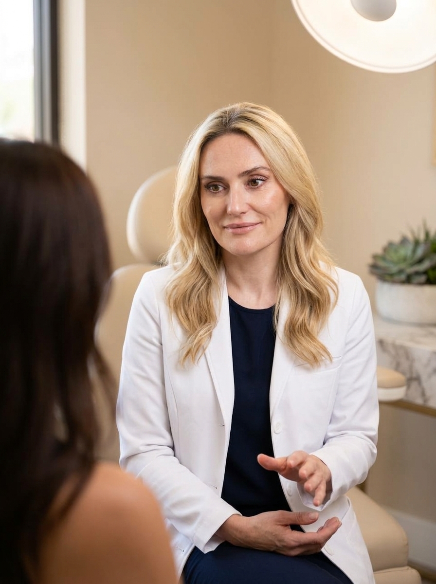 Dr. Natalya Borakowski consulting with a patient at Desert Bloom Skincare in Scottsdale