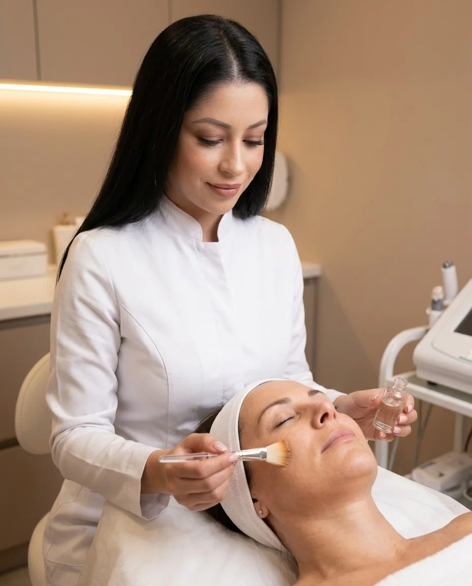 Debbie Valenzuela performing HydroGlass facial treatment at Desert Bloom