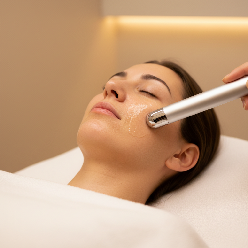 Iontophoresis facial treatment in Scottsdale — Environ vitamin delivery device on skin