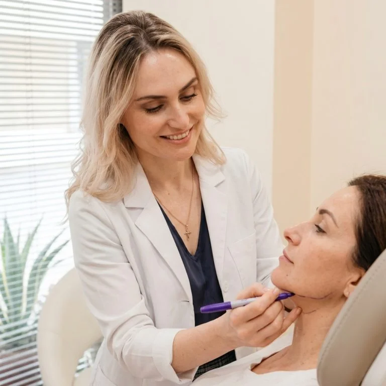 Jawline filler face-mapping assessment by Dr Natalya Borakowski at Desert Bloom Scottsdale