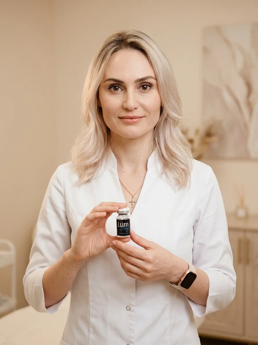 Dr Natalya Borakowski NMD with LumEnvy PDRN product at Desert Bloom Skincare