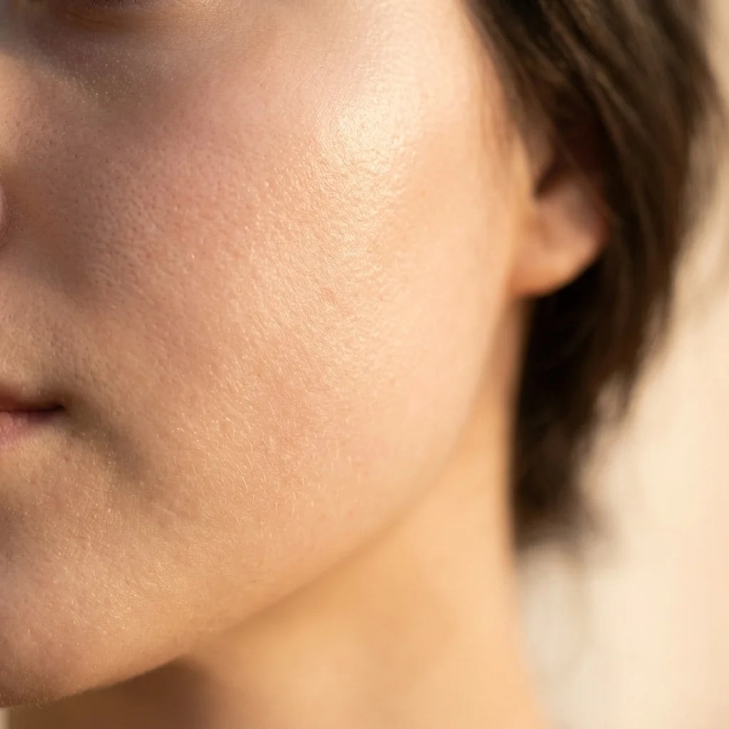 Restylane filler results — healthy hydrated luminous skin texture close-up