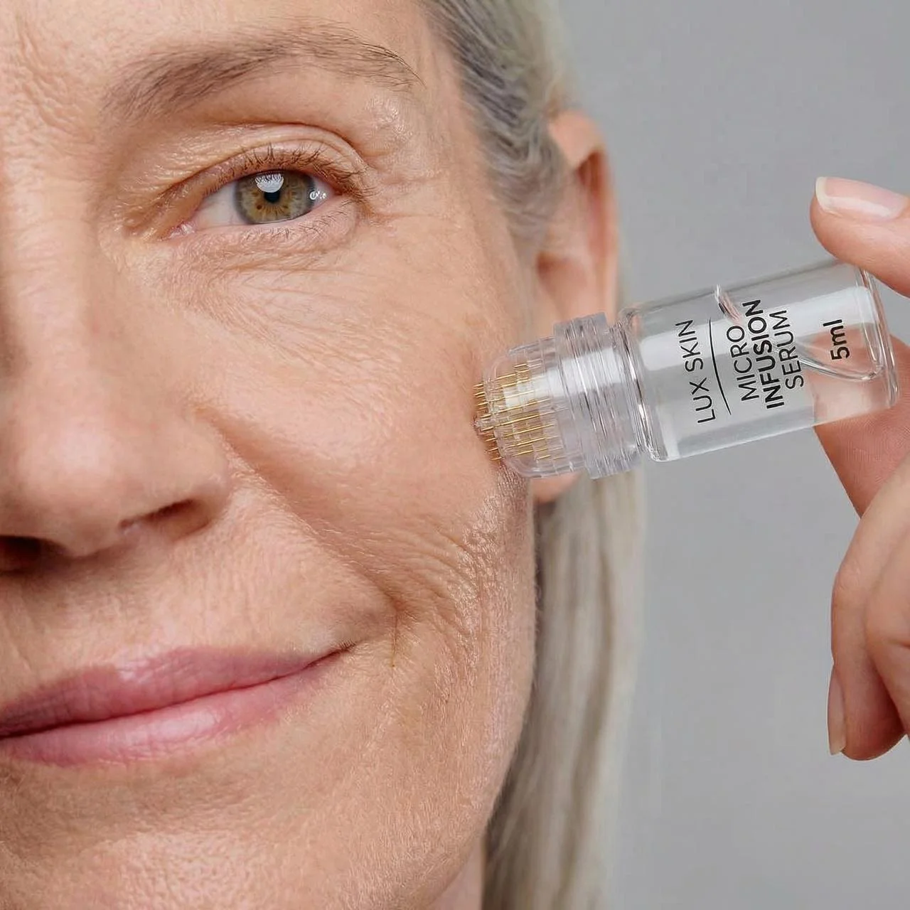 Salmon DNA facial micro-infusion stamping treatment close-up