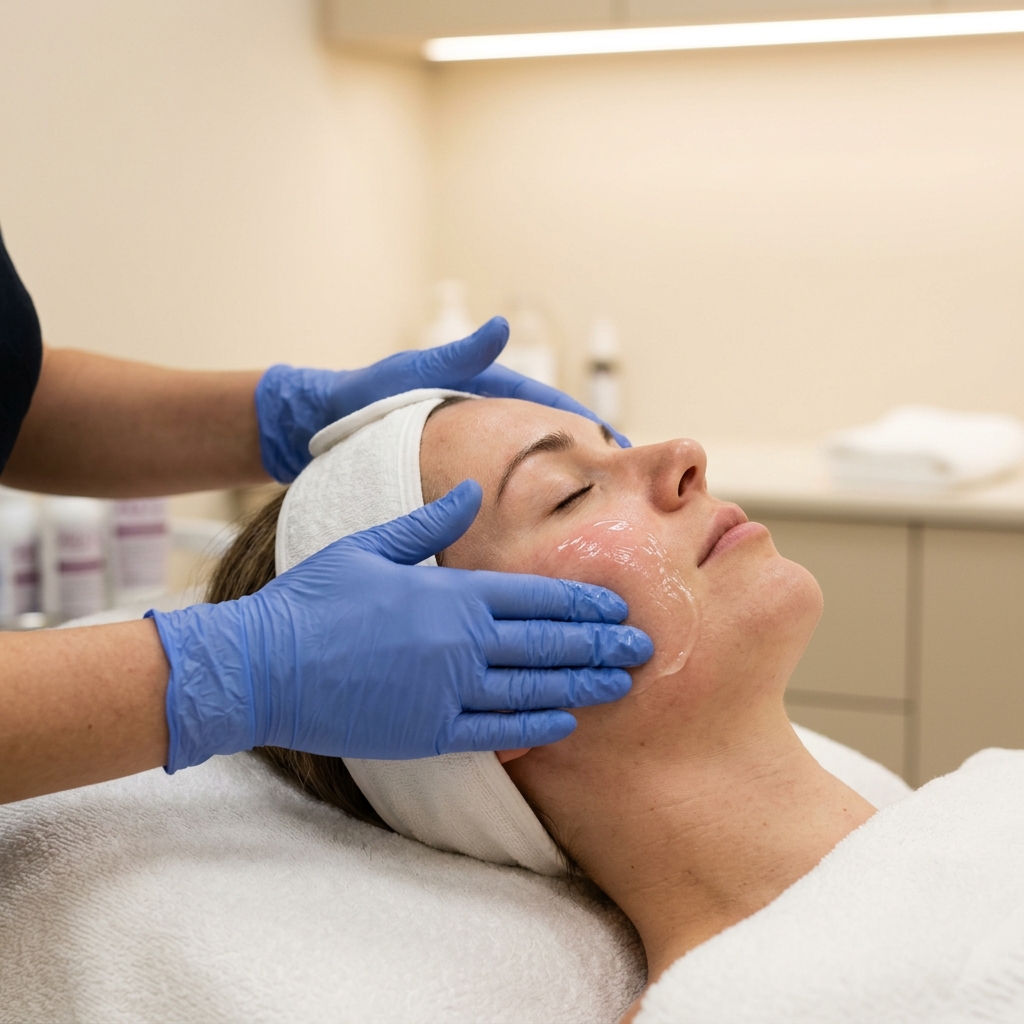 Unicorn facial PRX-T33 application in Scottsdale — biorevitalization gel on skin