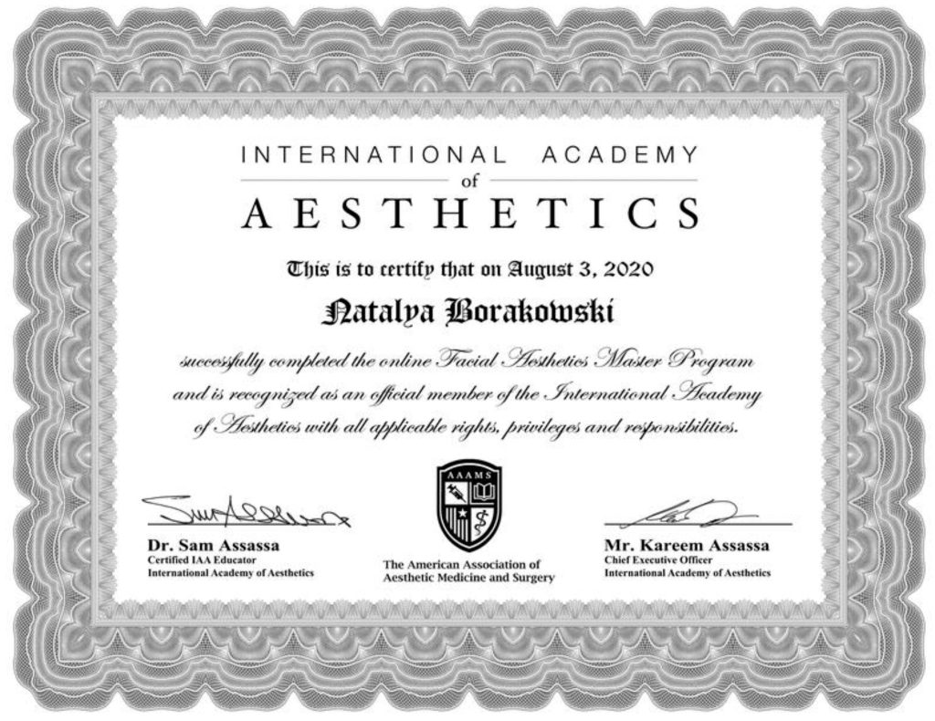 International Academy of Aesthetics — Facial Aesthetics Master Program (2020)