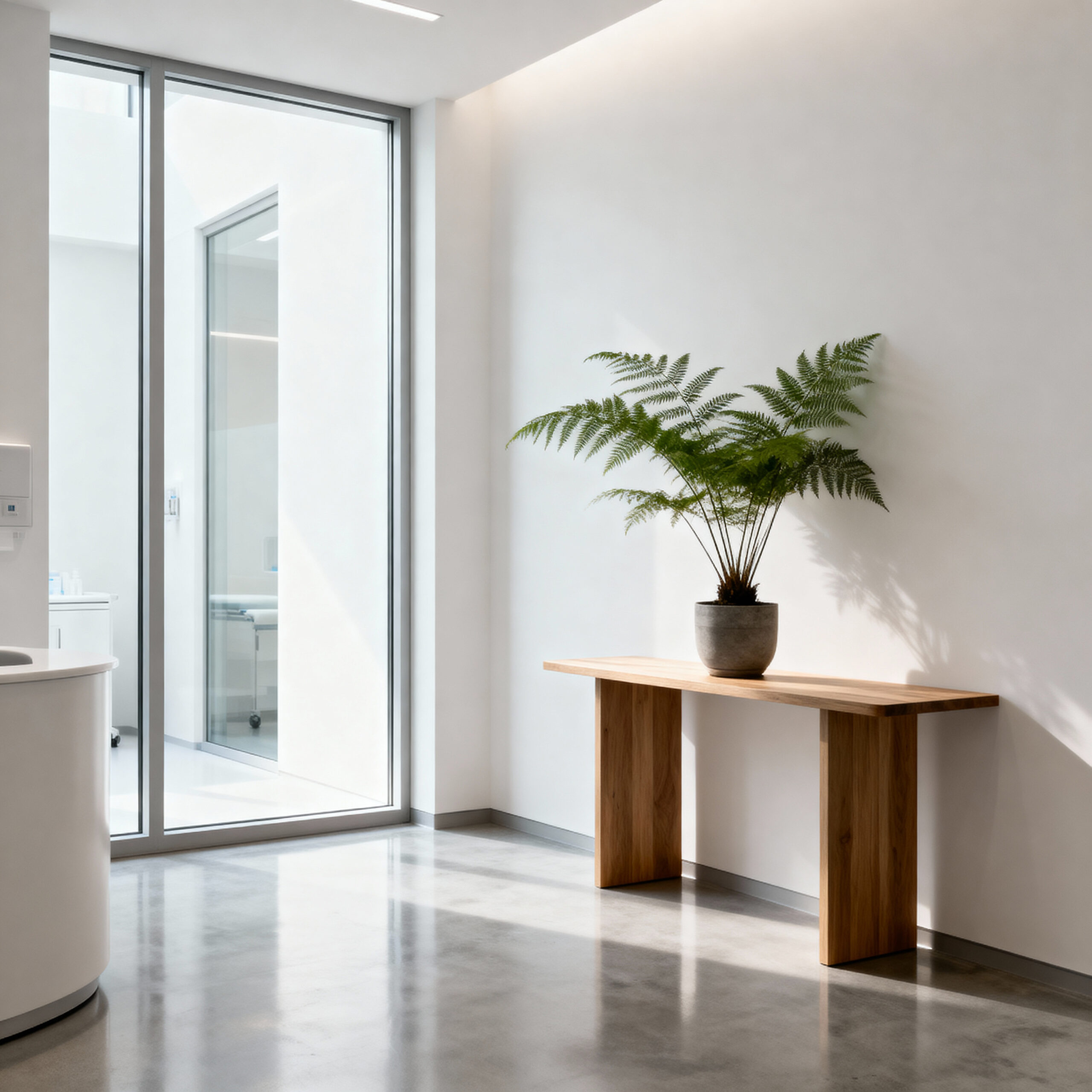 Clinical aesthetics clinic interior, not a med-spa procedure floor